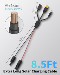 3-in-1 Solar Connector Cable 8.5Ft for Solar Generator, Power Station