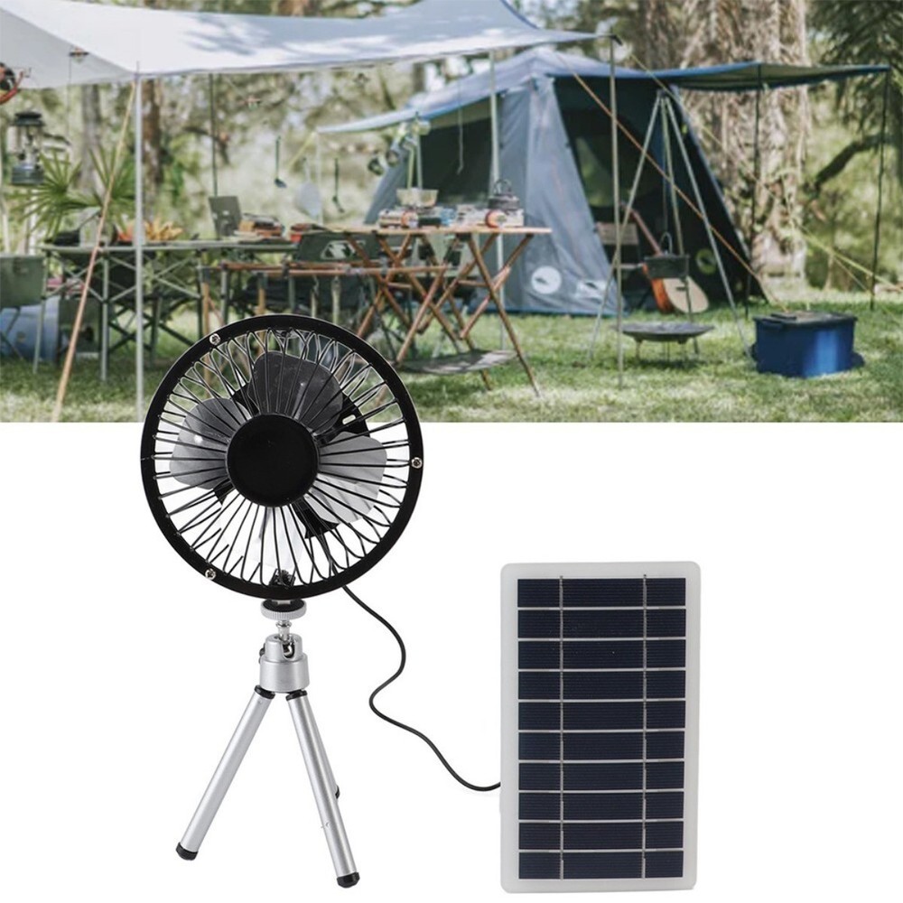For Portable Solar Power Fan With Adjustable Telescopic Stand 10W Solar Panel