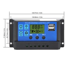 Solar Panel Controller LCD Battery Control USB Output 12V/24V 30A
