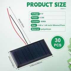 30 Pcs Small Solar Panels Mini Polycrystalline Solar Cells 5v 60ma Epoxy Plat…