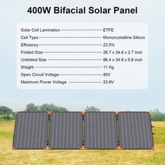 400w Solar Panel Bifacial for Anker SOLIX C1000 Gen 2 Portable Power Station