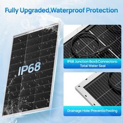 200W Solar Panel 2PCS 100W Monocrystalline 18V High Efficiency IP68 Waterproof R