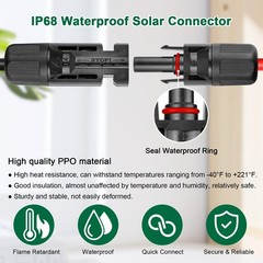 YDDECW 10AWG 15FT Solar Extension Cable Red Black