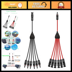 «1 to 6 Solar Y Branch Parallel Connector Cable, 10AWG 45A Waterproof IP68, 30CM