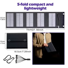 20W Portable Solar Panel Bag Monocrystalline Silicon 5-Fold Solar Panel Protecti