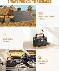 GNC 1000W 999Wh Solar Portable Power Station Generator