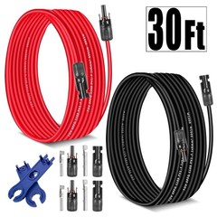 Durable 30Ft 10AWG Solar Power Cable – Weatherproof Connectors for PV Systems