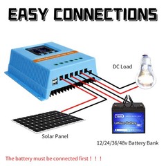 60A/100A 12V/24V/36V/48V MPPT Solar Panel PV Regulator Charge Controller LCD USB