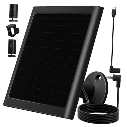 6W Solar Panel Charger for Ring Camera, Compatible with Ri ng Stick Black 1Pack