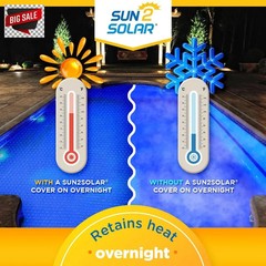 Sun2Solar Blue 12 ft x 24 ft Oval Pool Solar Cover | 8 Mil | Heat Retaining Blan