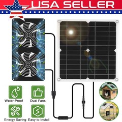 Waterproof 15W Solar Panel with 2 Fans Kit For Chicken Coops Sheds Pet Houses