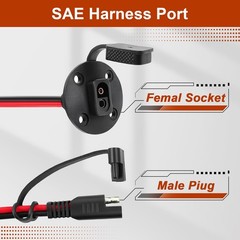 2-Pack SAE Quick Connector Harness （with Sidewall Port）, 1FT 12AWG SAE Adapte…