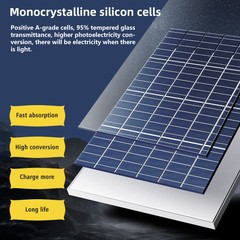 2 Pack Solar Panel 100 Watt 12 Volt Monocrystalline Module Charger for RV Marine