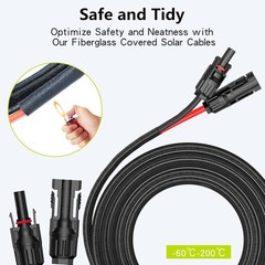 20Ft 10AWG Extension with Protection Cover, Solar Wire with Tool-Free Solar C…
