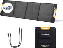 Bougerv 200W Portable Solar Panel, Fiberglass Solar Charger, up to 25% Conversio