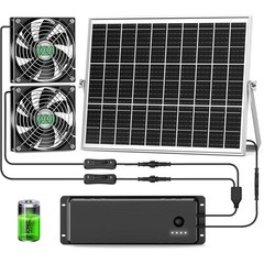 Solar Powered Exhaust Fan Chicken Coop Greenhouse Shed Garage W/ Battery Storage