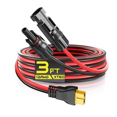 3FT 12AWG XT60 Solar Charging Cable, Solar Panel Connector to XT60 Extension …