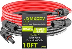 10ft Solar Panel Extension Cable 10AWG Waterproof Fast Charging