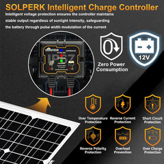 Solar Panel Kit 20W 12V, Waterproof Solar Battery Trickle Charger Maintainer + S