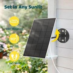 Solar Panel for Bird Feeder Camera, Type-C Charger, IP65 Waterproof, 3W Power Su