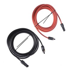 1 Pair Black + Red Solar Panel Extension Cable Wire Connector 20FT 6mm²/10AWG