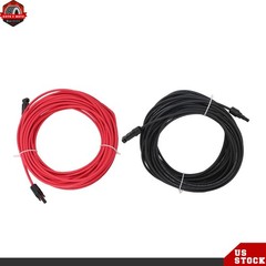 12AWG 20M Solar Panel Extension Cable Black+Red W/ M4 Connector For RV/Boat US