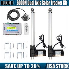Complete Dual Axis Solar Tracker W/ DC 6000N 12″ Linear Actuators Controller Kit
