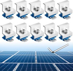 10PCS Solar Panel End Clamps 30/35mm Aluminum Unistrut Mount Kit Roof Silver