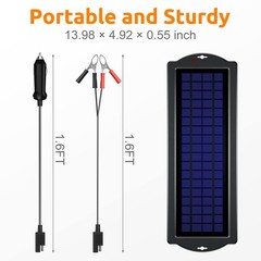 SUNAPEX 5W 12V Solar Battery Charge Maintainer – Solar Trickle Charger for Car