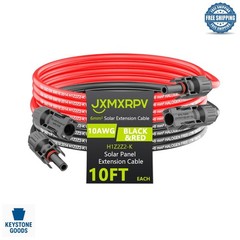 10ft Solar Panel Extension Cable 10AWG Waterproof Fast Charging