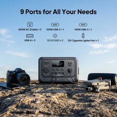 Elite 30 V2 Portable Power Station 600W (Power Lifting 1500W), 288Wh Lifepo4 Bat