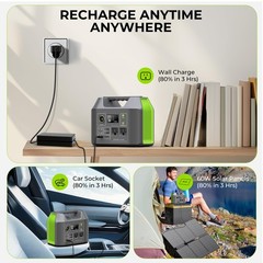 Portable Solar Generator, 300W Portable Power Station with Foldable 60W Solar…