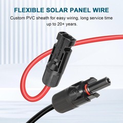 100FT 10AWG Solar Extension Cable w/ M-F Connectors – Copper