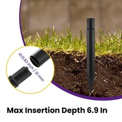 SATUY 10 Pcs Solar 10 Pack ( 6 Ground Stakes & 4 Round Bases), Black