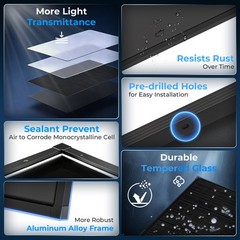 AeternaSol 200W 18BB N-Type Mono 18V Solar Panel Roof RV Boat Off-Grid Battery