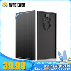 12V 100W Watt N-Type Solar Panel 18BB Black RV Camping Home Boat Off Grid