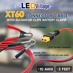 XT60 Connector Cable to Alligator Clip, 10AWG 12V Battery Clamp to XT60 Femal…