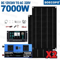 7000W Solar Kit | Sine Wave Inverter+2High-Conversion Solar Panels+100A Charger
