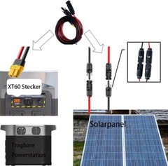XT60 Adapter to Solar Connector Cable 12AWG 25FT, Panel…