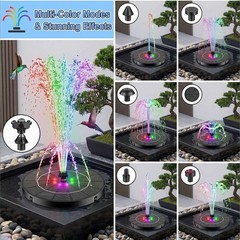 Solar & Battery Powered Bird Bath Fountain with Color Changing LED Lights3438