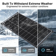400W Solar Panel, 12V 2Pcs 200 Watt Solar Panels, 25.2% HighEfficiency