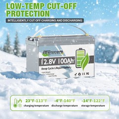 12V 100Ah LiFePO4 Deep Cycle Lithium Battery 100A BMS for Camper Van Off-grid RV