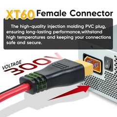 XT60 Connector Cable to Alligator Clip, 12AWG 12V Battery Clamp to 12AWG-5FT