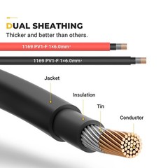 20FT Solar Extension Cable 10AWG with Male/Female Connectors & Extra Adapters
