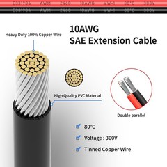 10AWG 1FT SAE Extension Cable SAE to SAE Quick Disconnect Wire Harness SAE Co…