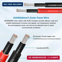 Solar Panel Extension Cable – 10AWG 25FT Solar Wire with Female & Male Waterproo