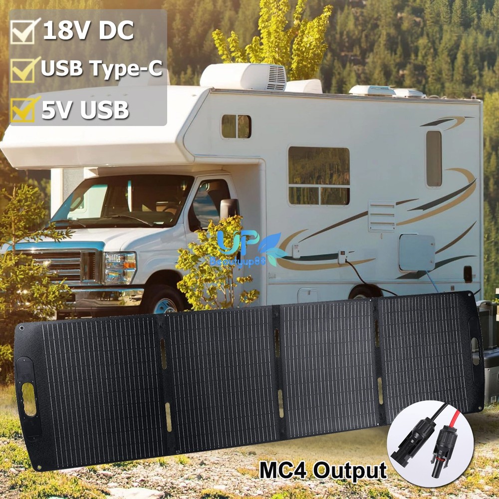 Solar Panel 100W 200W Foldable ETFE Solar Charger Kit Outdoor Camping Van Trip