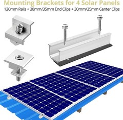 Solar Panel Mounting Brackets, Included 10 X 4.72 in Rails + 4 End Clamps + 6 Ce