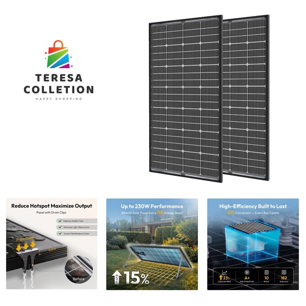 Bifacial 400W Solar Panels – 12V Monocrystalline – High Efficiency for RVs & …