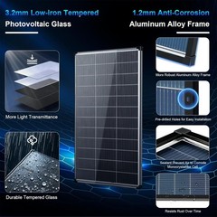 200W Watt Bifacial Solar Panel N-Type Mono 12V 18BB Home RV Camping PV Off Grid